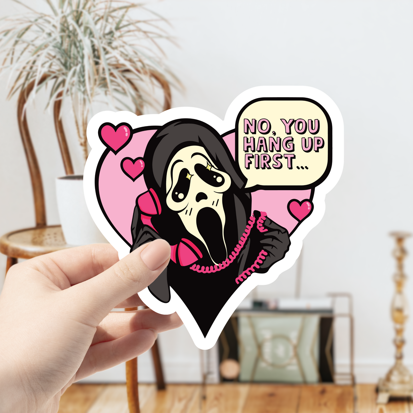 Pack of Two No, You hang up first... Ghost Guy Sticker water resistant (2.5")