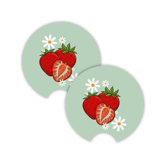 Sweet Blooms Strawberry Car Coasters