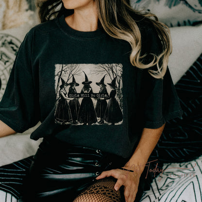 Girls Will Be Girls Vintage Witch Tee