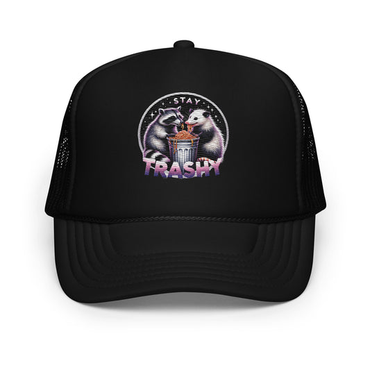 Stay Trashy Raccoon Opossum Foam Trucker Hat