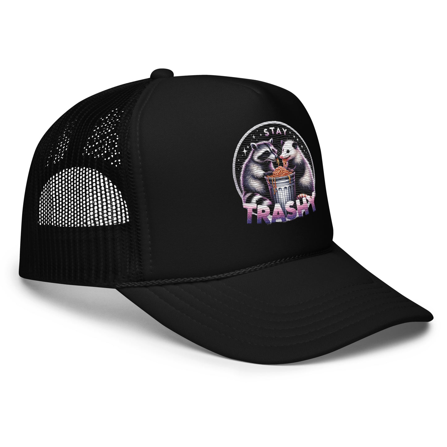 Stay Trashy Raccoon Opossum Foam Trucker Hat