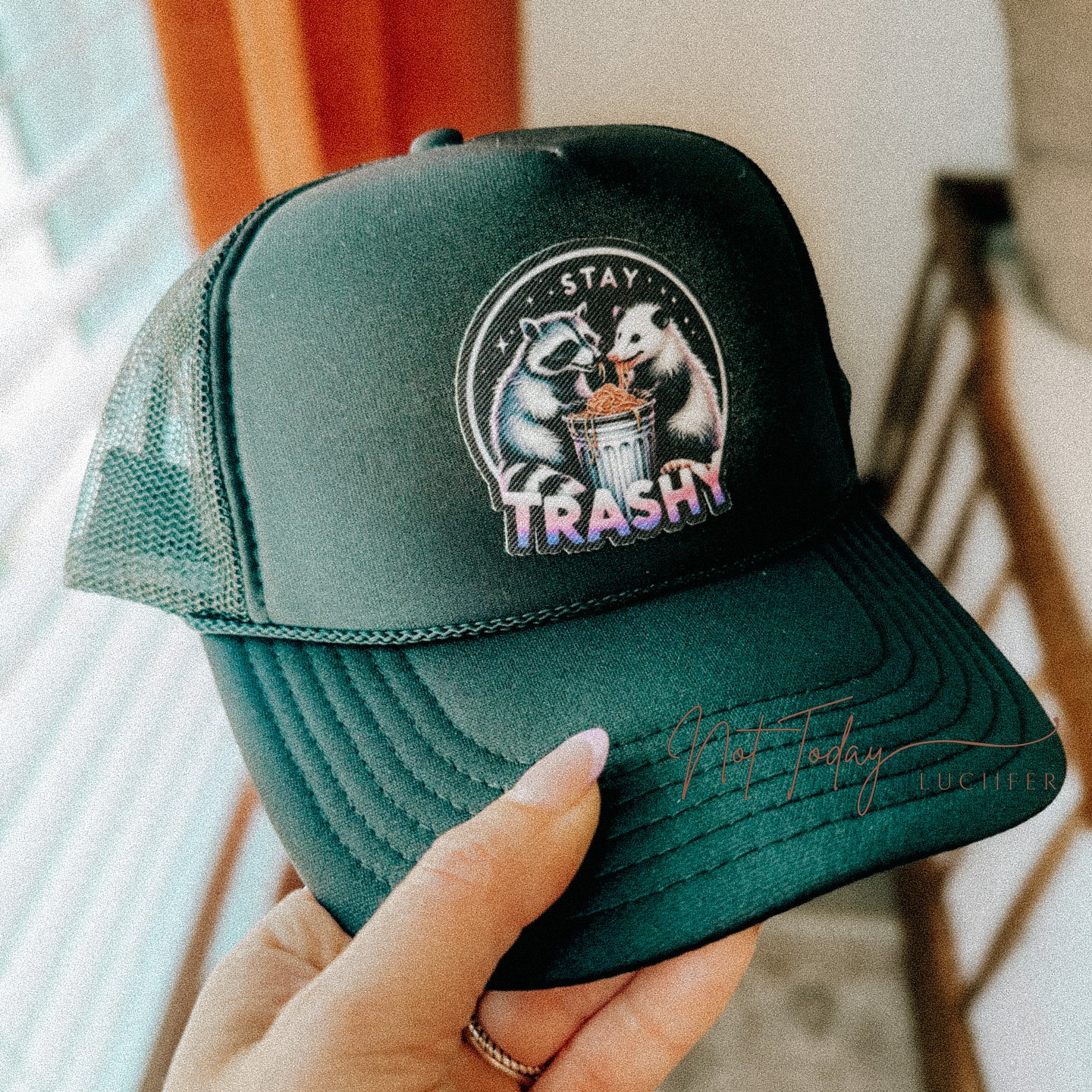 Stay Trashy Raccoon Opossum Foam Trucker Hat