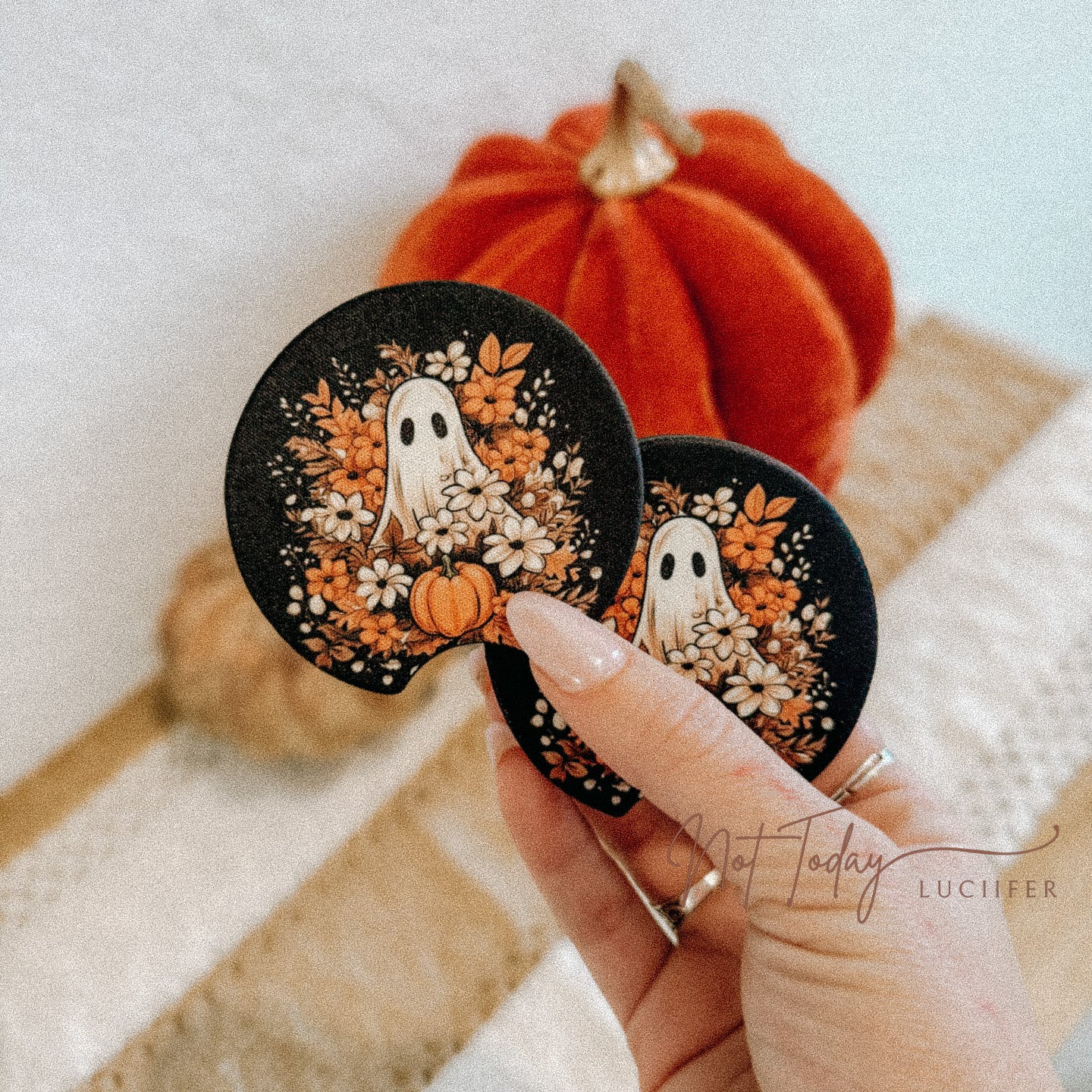 Spooky Blossom Ghost Car Coasters