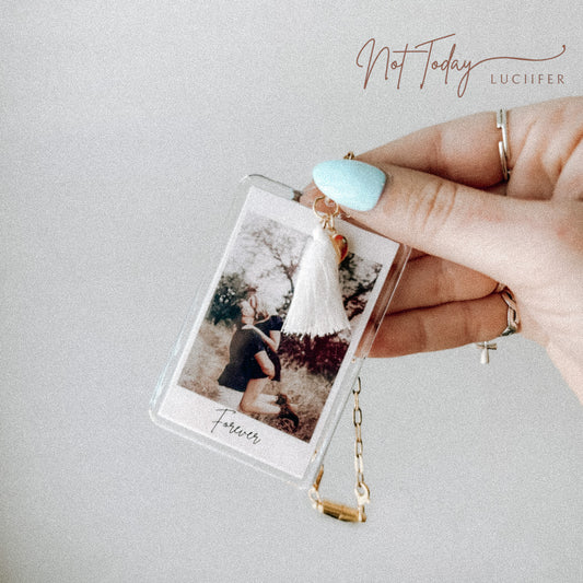Personalized Car Charm Rearview Picture Hanger Featuring Paperclip Chain